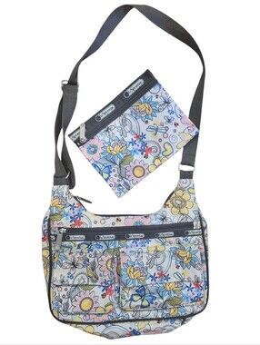 Rare LeSportSac Floral Adjustable Purse Bag Set Crossbody Or Shoulder
